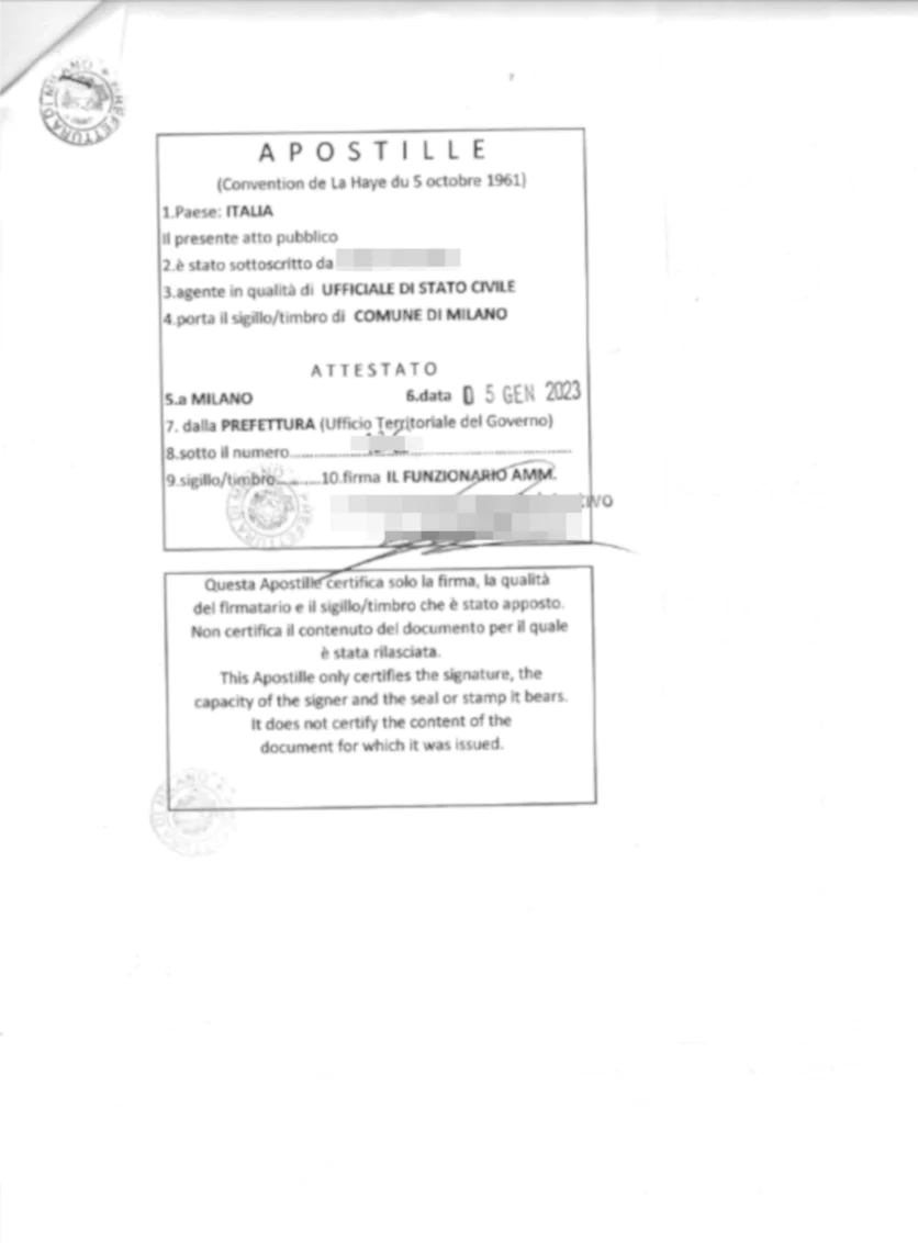 Servizio Apostille / Legalizzazione