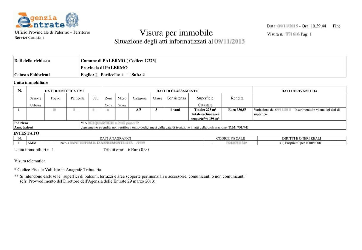 VISURA CASTALE Storica - Online