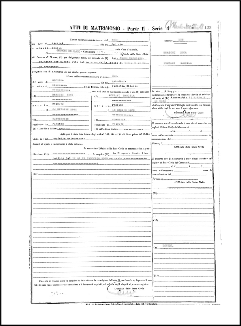 atto di matrimonio Online in un click