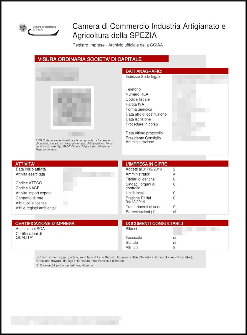 Chamber of Commerce certificate